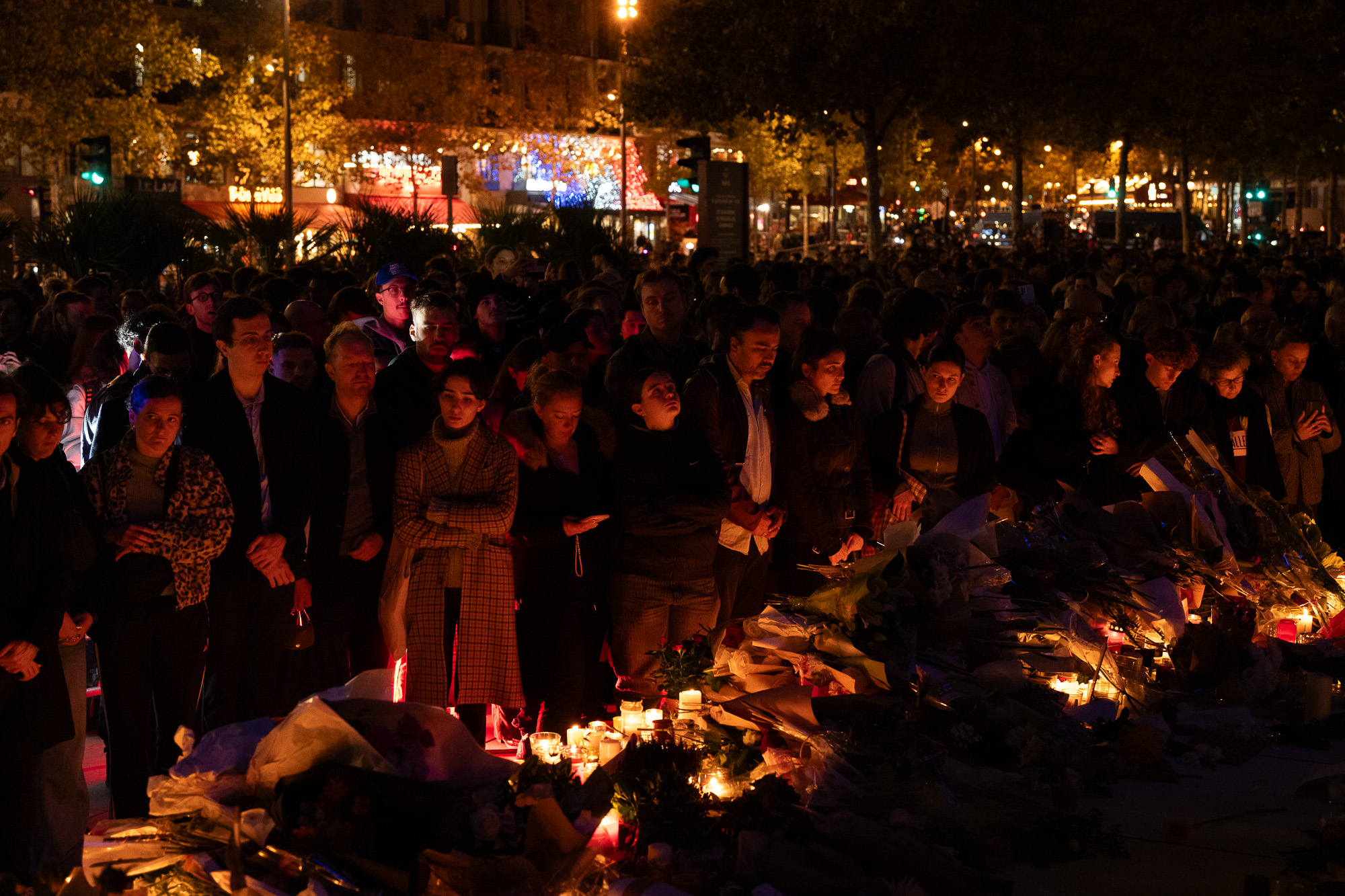 Commemoration marking the 10th anniversary of the November 2015 Paris attacks, Place de la Republique, Paris, November 2025.