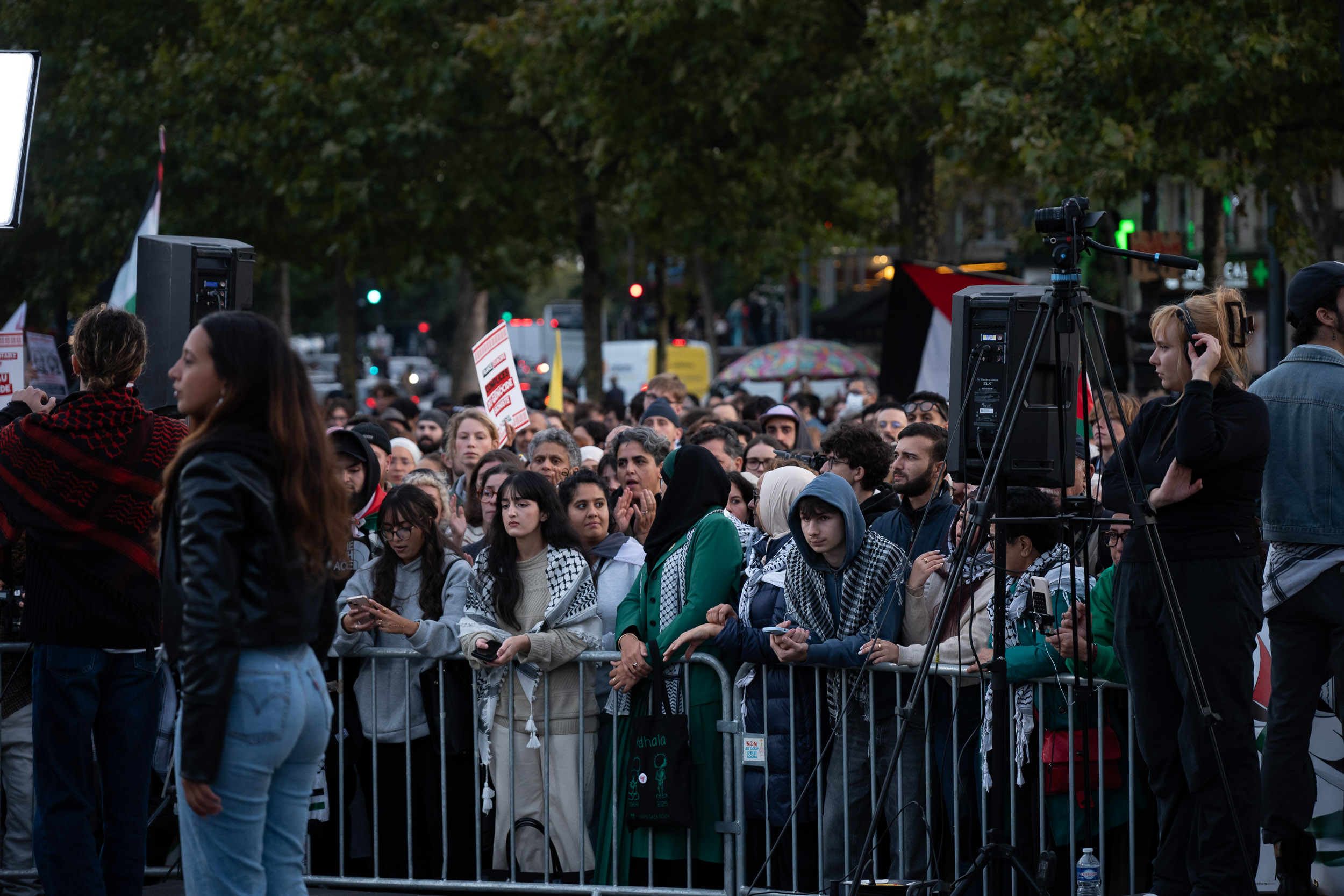 Return of the French delegation from the Global Sumud Flotilla, Paris, October 2025.
